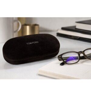 Tom Ford Velvet Eyeglass Case Brown Hard Shell Logo Luxury Glasses Holder